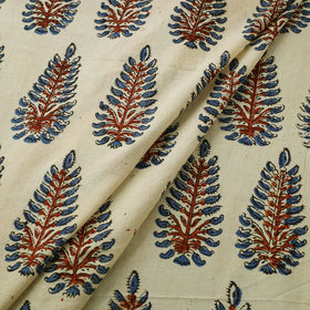 Beige Natural Dyed Block Print Cotton Ajrakh Fabric