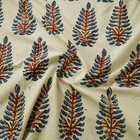 Beige Natural Dyed Block Print Cotton Ajrakh Fabric