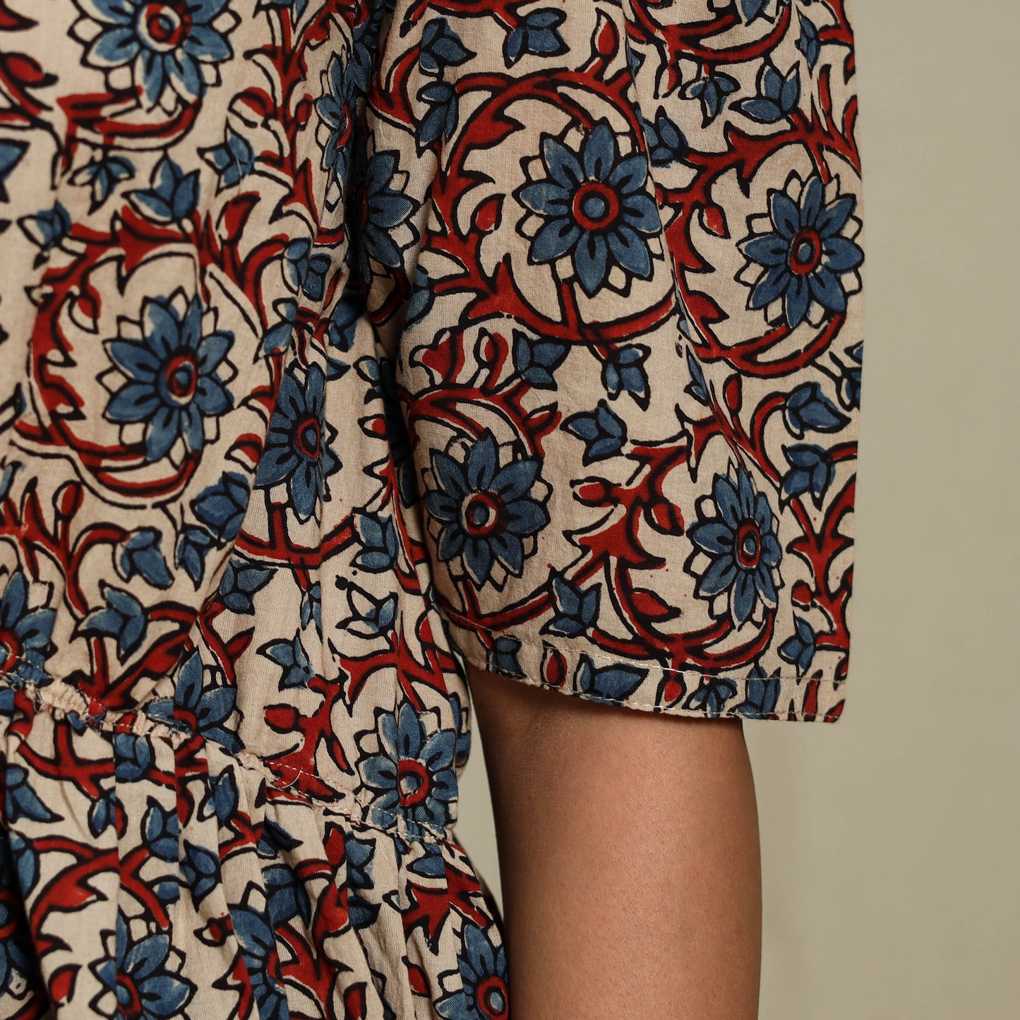 Beige - natural dyed cotton fit & flare dress 03