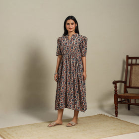 Beige - natural dyed cotton fit & flare dress 03