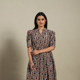 Beige - natural dyed cotton fit & flare dress 03