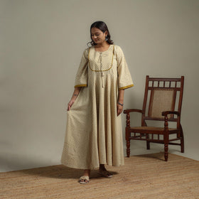 Natural dyed cotton flared dress 12 - handcrafted