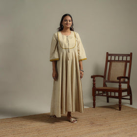 Natural dyed cotton flared dress 12 - handcrafted