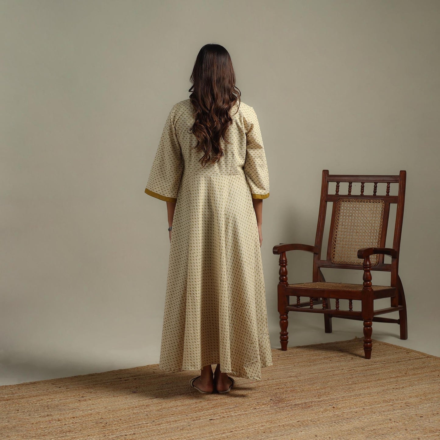 Natural dyed cotton flared dress 12 - handcrafted