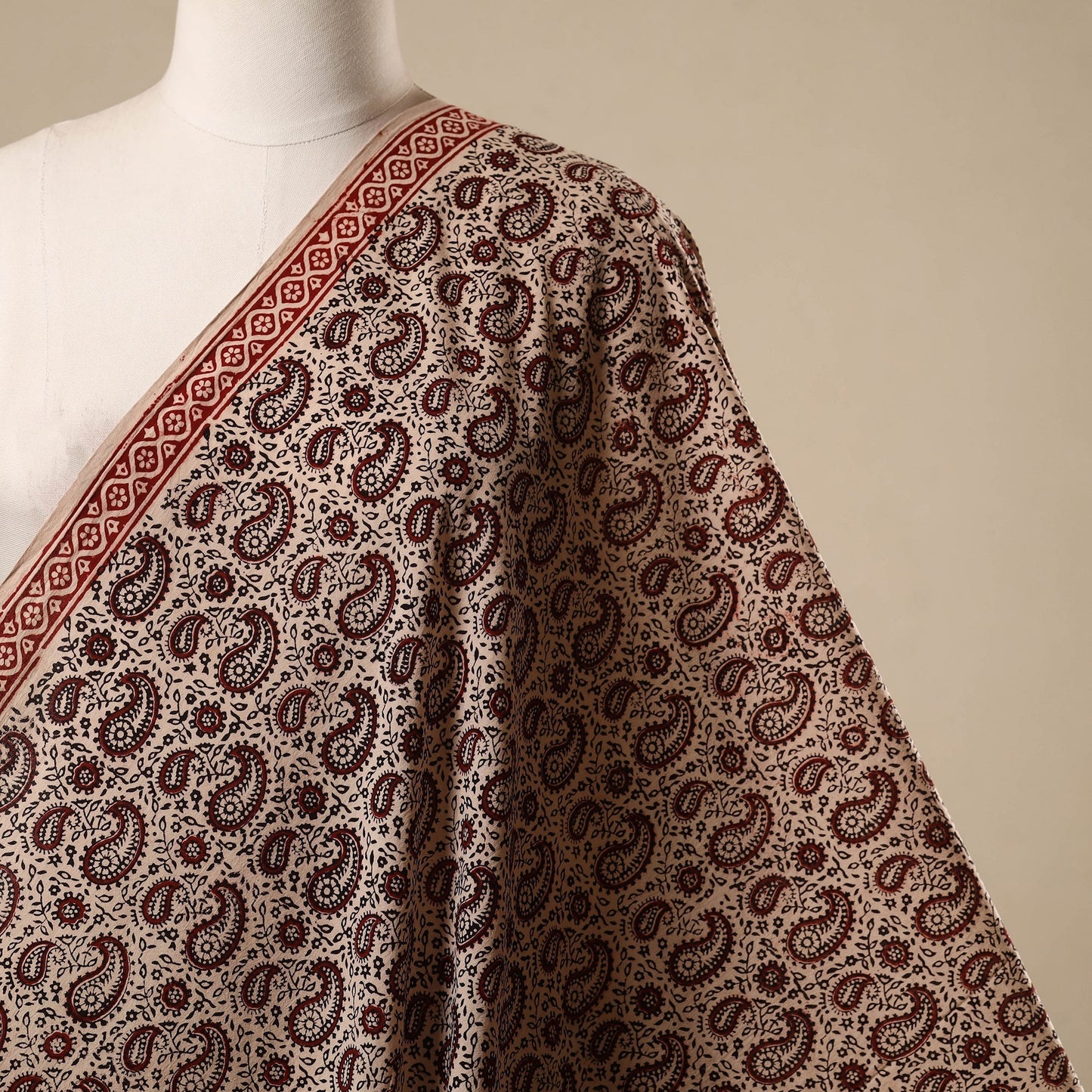 Natural dyed cotton hand bagh fabric 12 - handcrafted