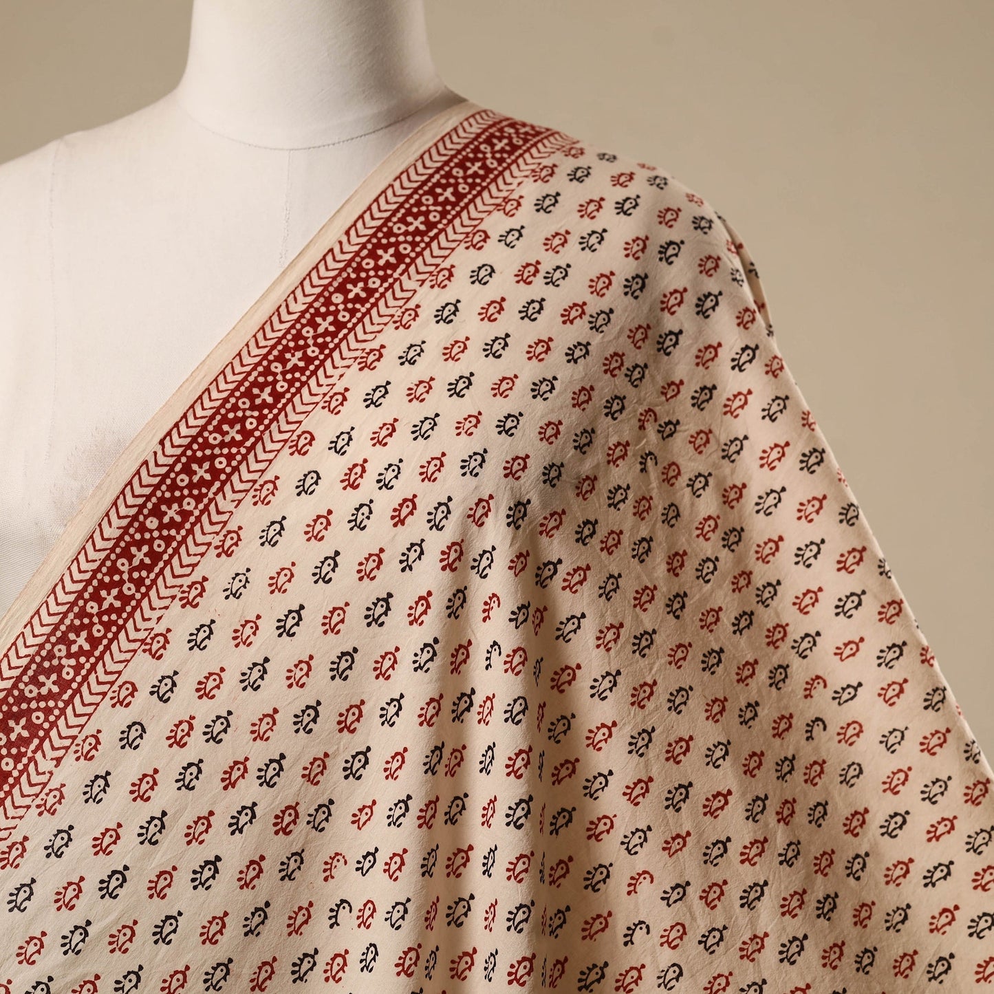 Natural dyed cotton hand bagh fabric 13 - handcrafted