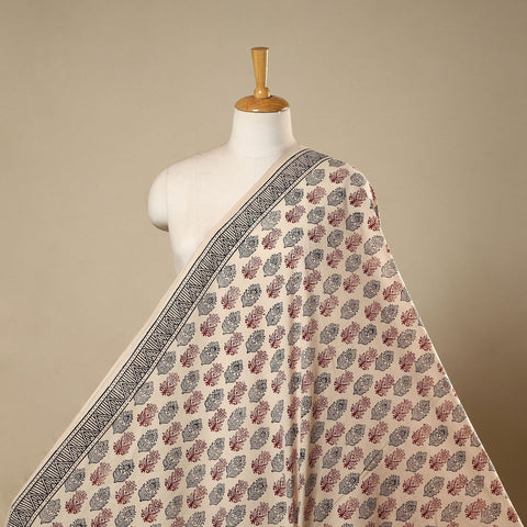 Brown - natural dyed cotton hand bagh fabric 07