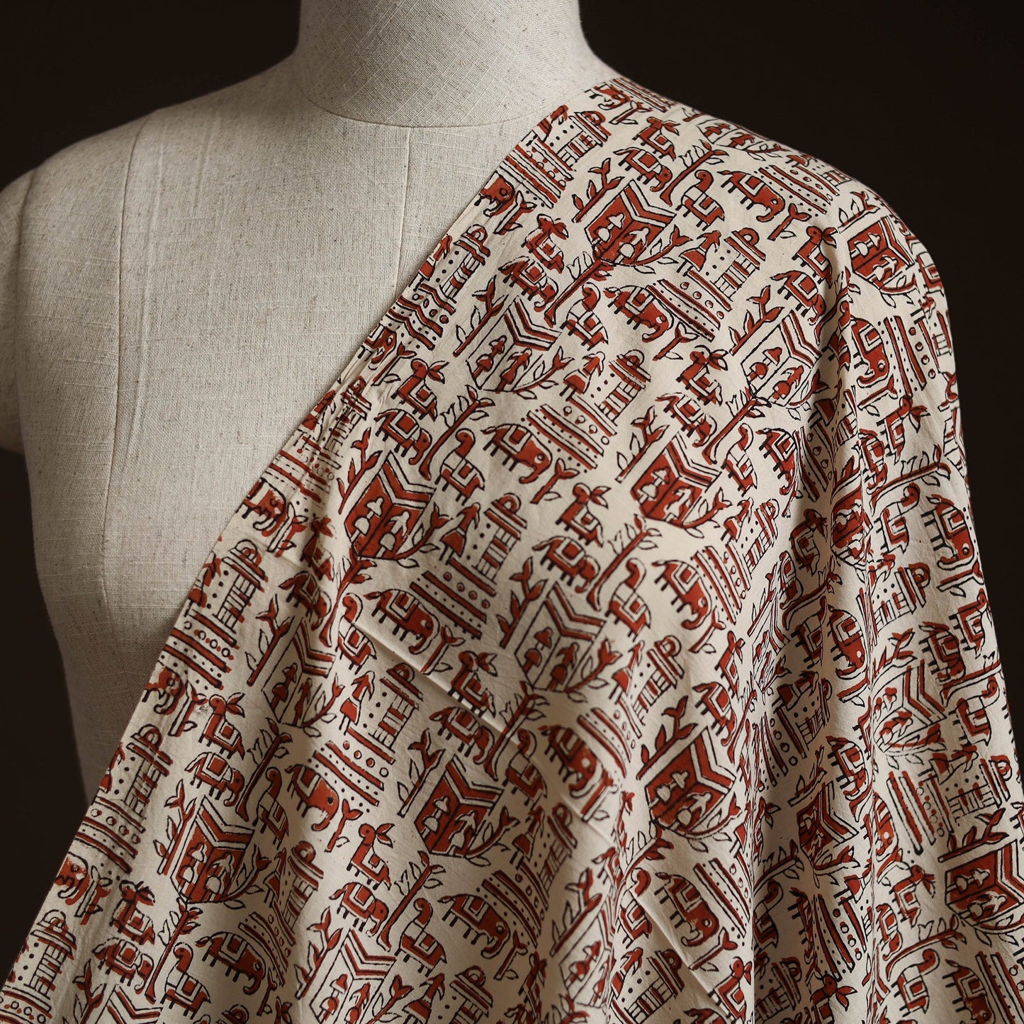 Natural dyed cotton hand block bagru print fabric 05