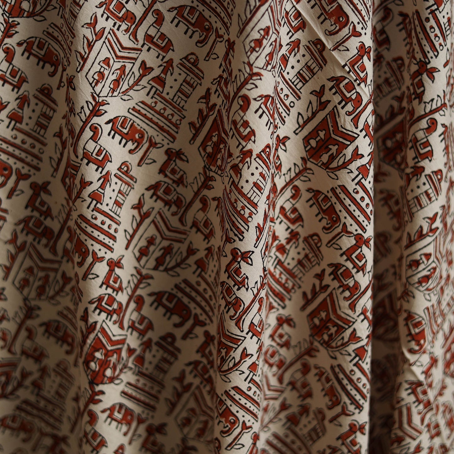 Natural dyed cotton hand block bagru print fabric 05