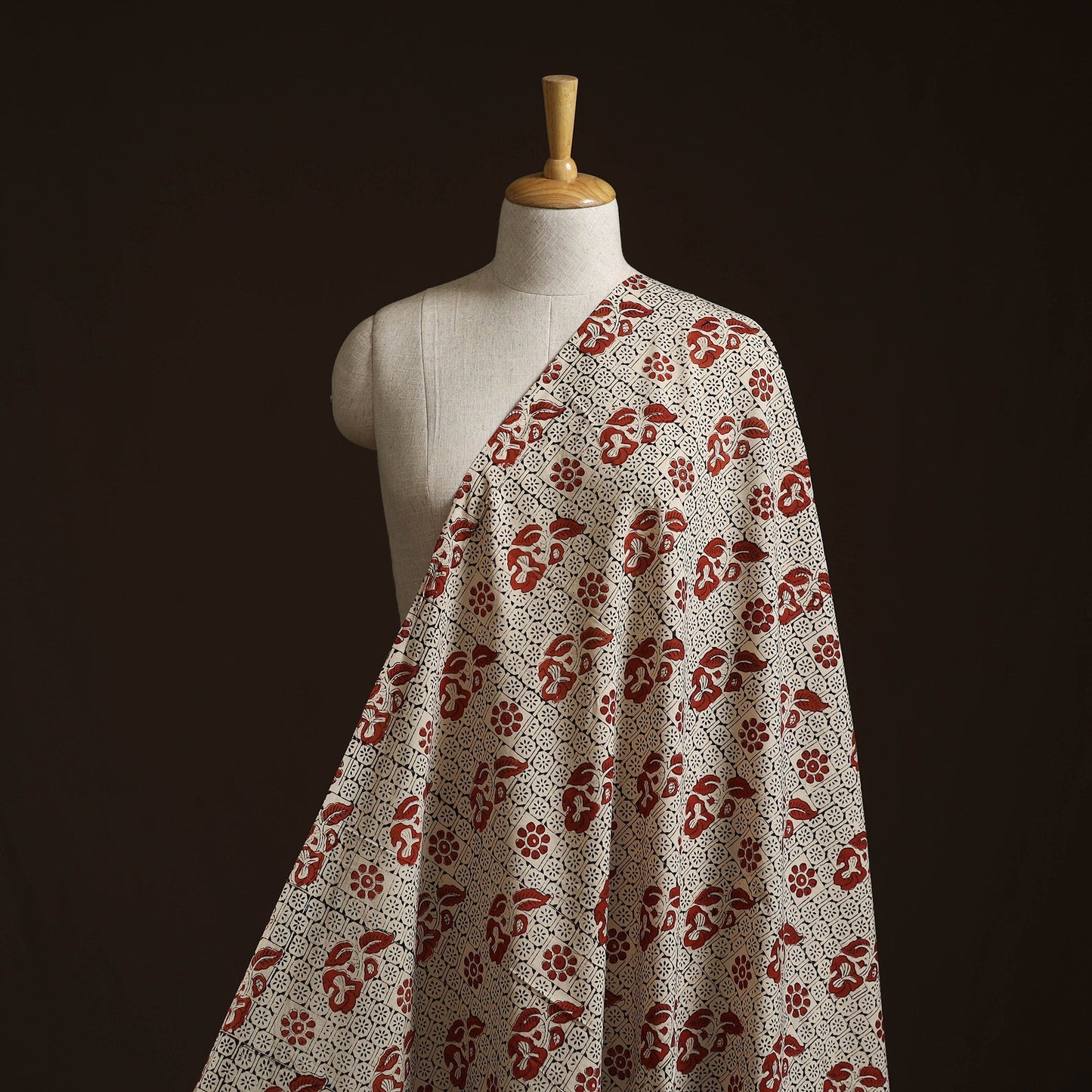 Natural dyed cotton hand block bagru print fabric 08