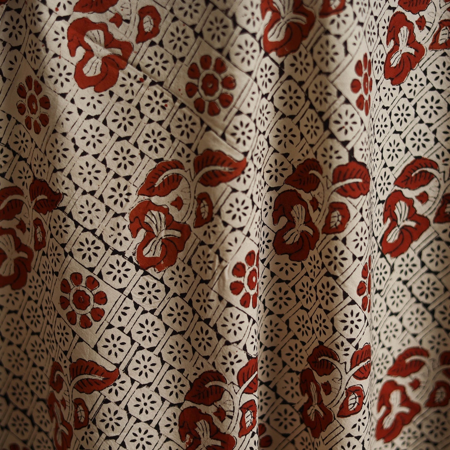 Natural dyed cotton hand block bagru print fabric 08