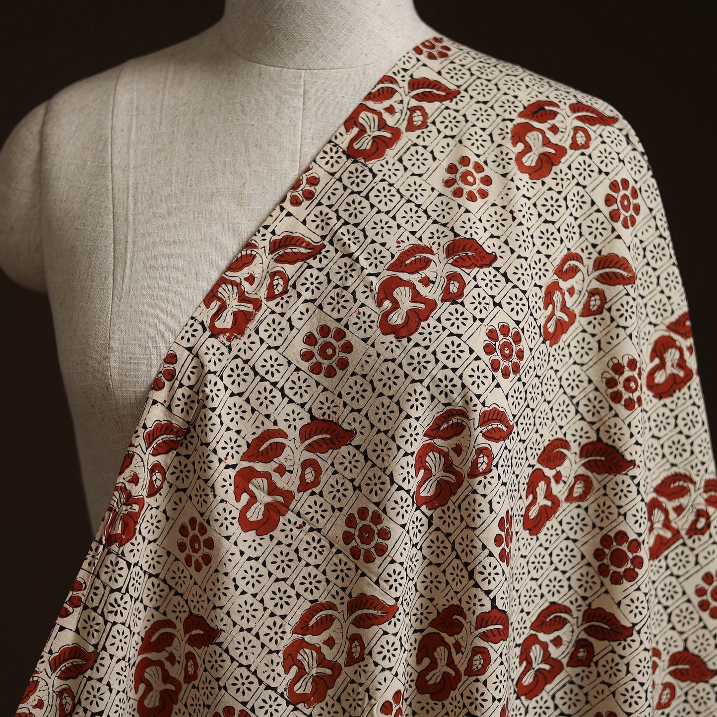 Natural dyed cotton hand block bagru print fabric 08