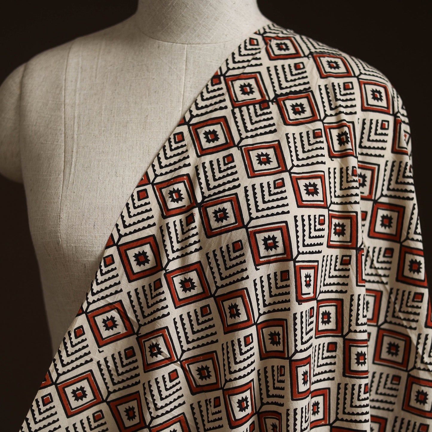 Natural dyed cotton hand block bagru print fabric 12
