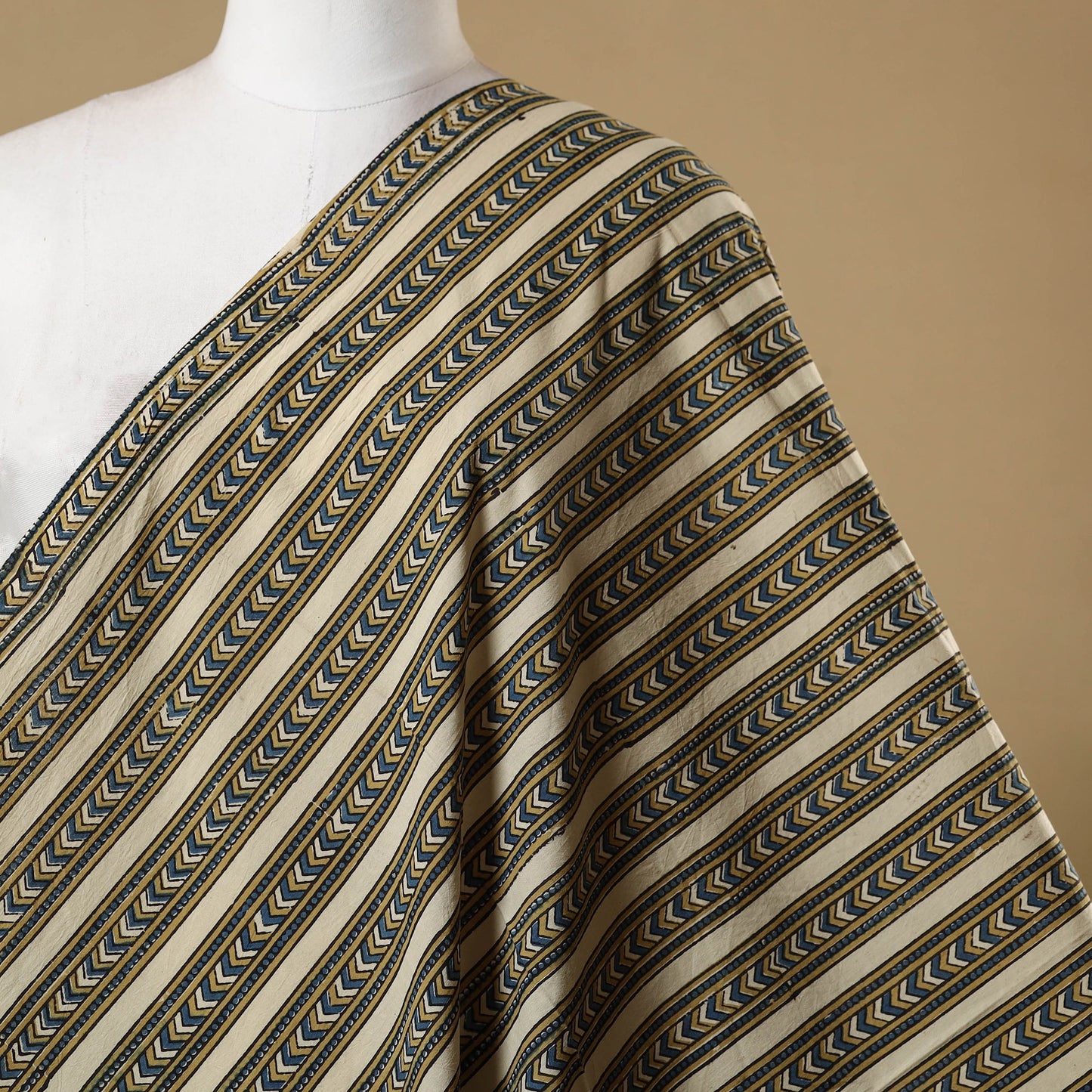 Beige - natural dyed cotton hand fabric 02 - handcrafted