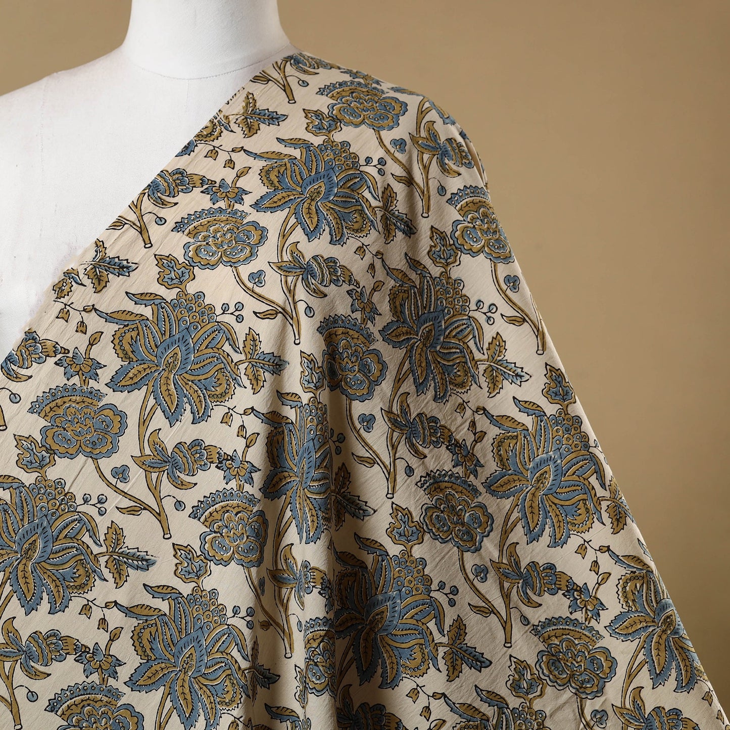 Beige - natural dyed cotton hand fabric 04 - handcrafted