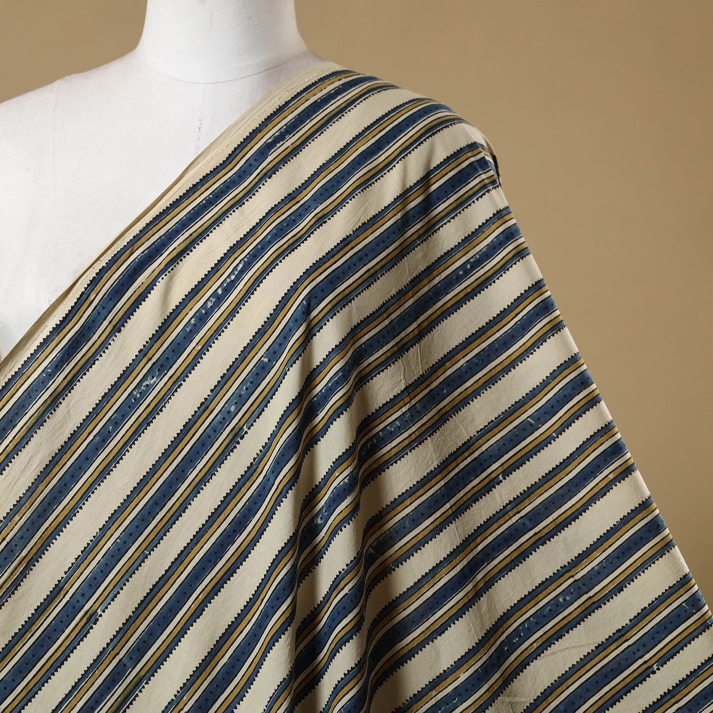 Beige - natural dyed cotton hand fabric 11 - handcrafted