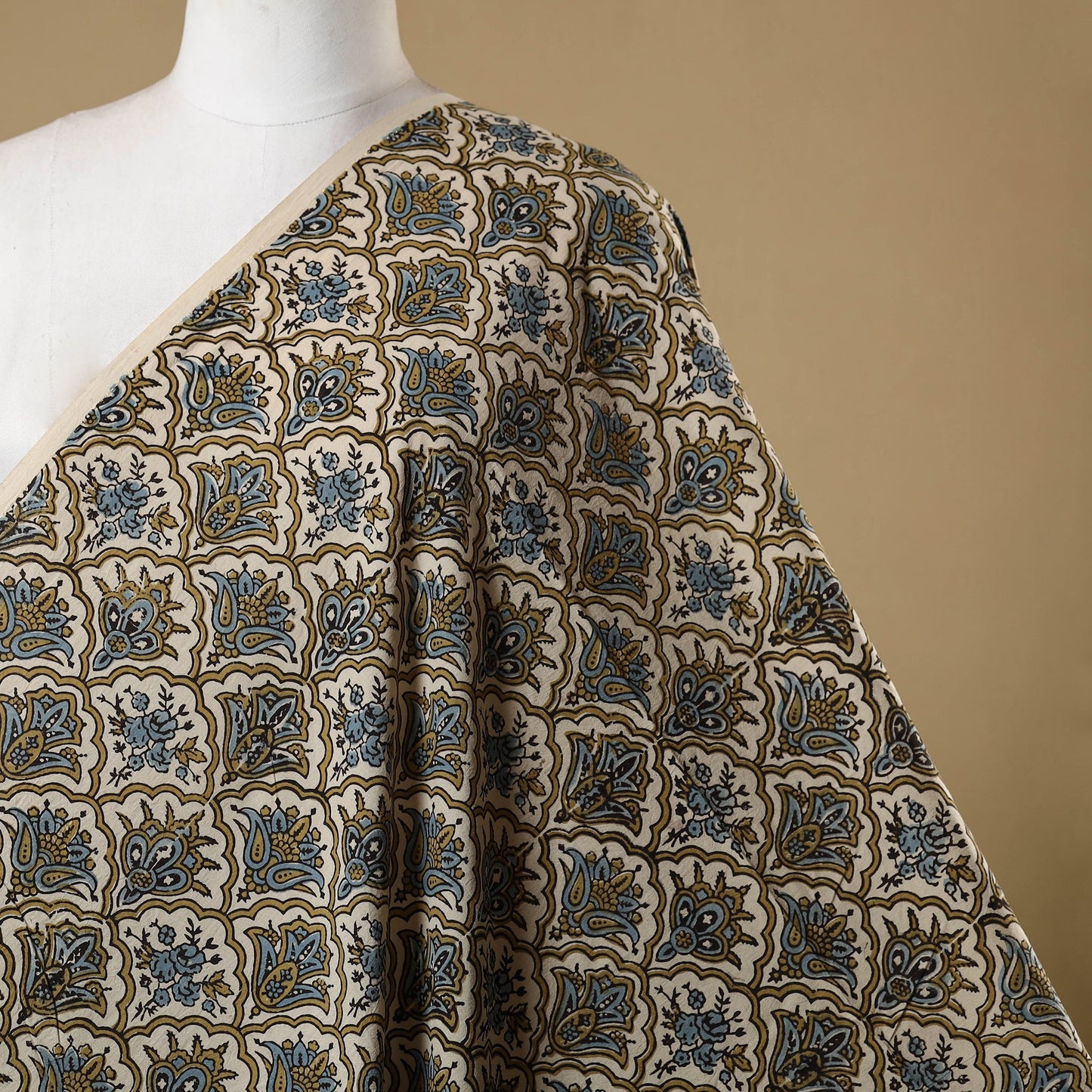 Beige - natural dyed cotton hand fabric 14 - handcrafted