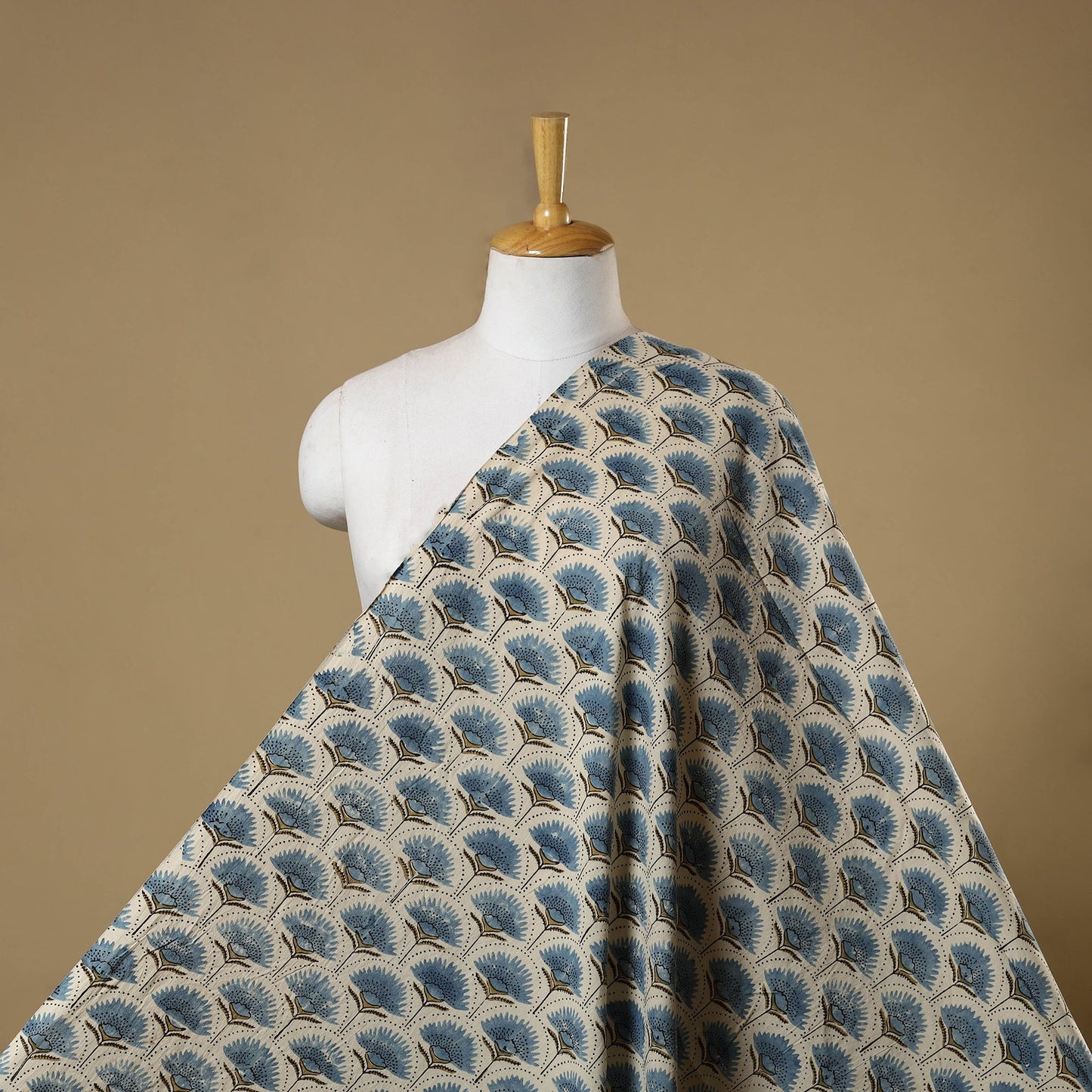 Beige - natural dyed cotton hand fabric 24 - handcrafted