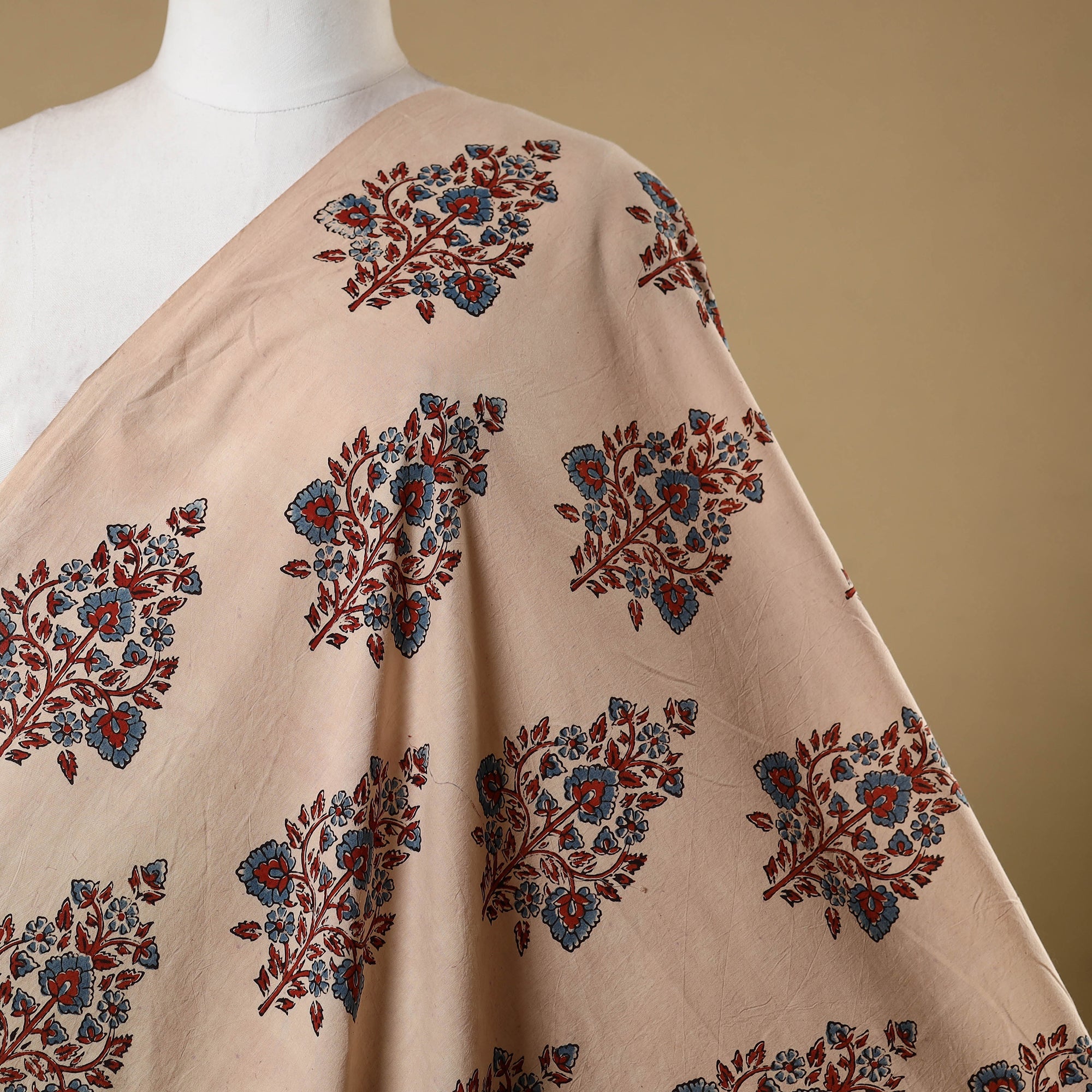 Beige - natural dyed cotton hand fabric 28 - handcrafted