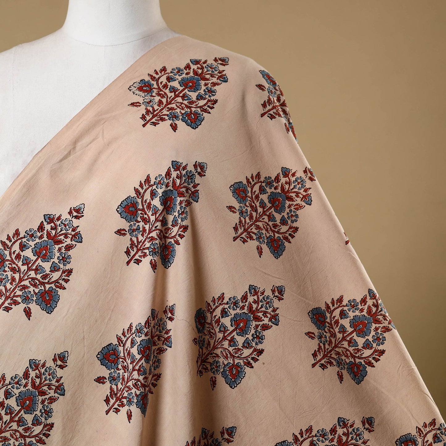 Beige - natural dyed cotton hand fabric 28 - handcrafted