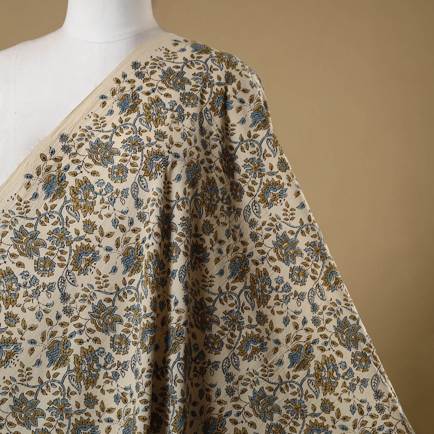 Beige - natural dyed cotton hand fabric 39 - handcrafted