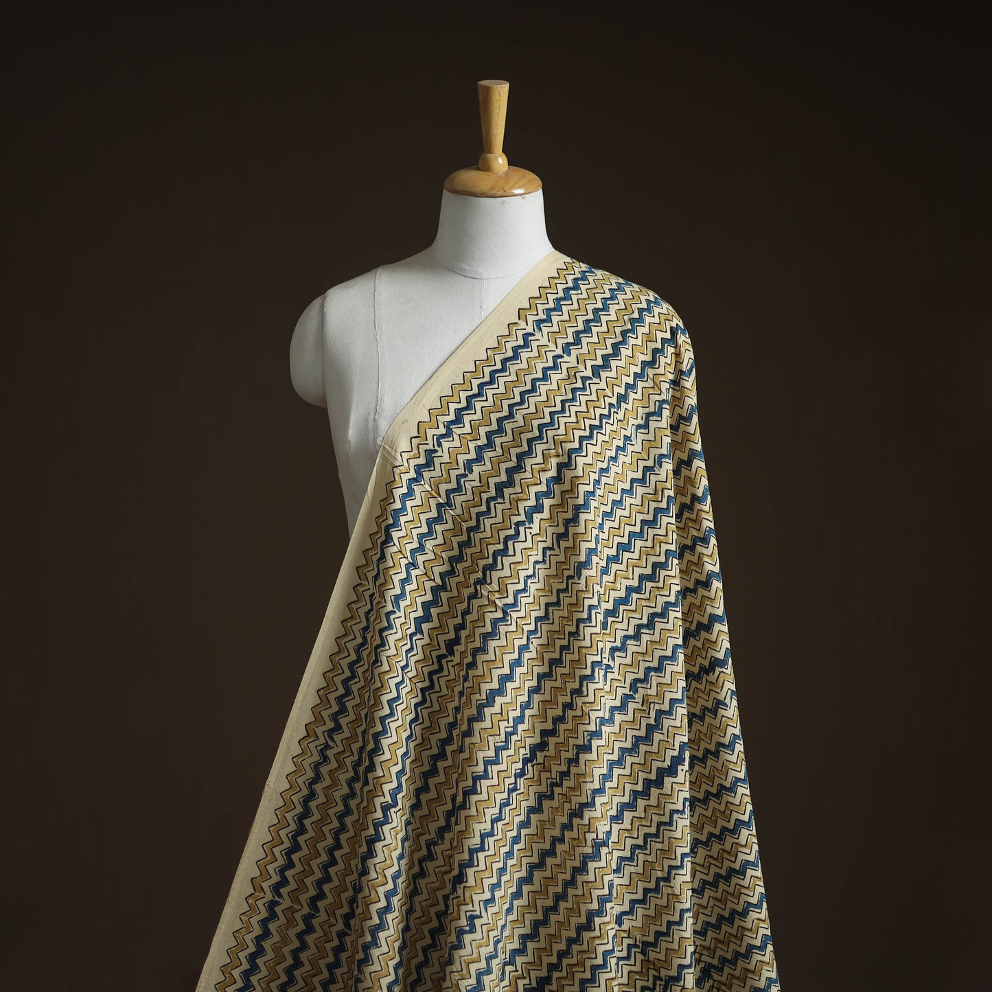Natural dyed cotton kutch hand block ajrakh print fabric 41
