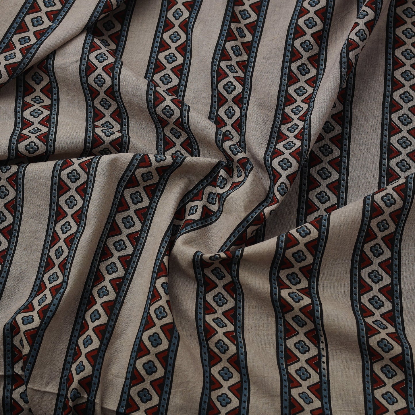 Natural dyed cotton kutch hand block ajrakh print fabric 55