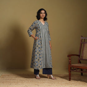 Beige - natural dyed cotton a-line hand kurta 18