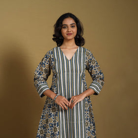 Beige - natural dyed cotton a-line hand kurta 18