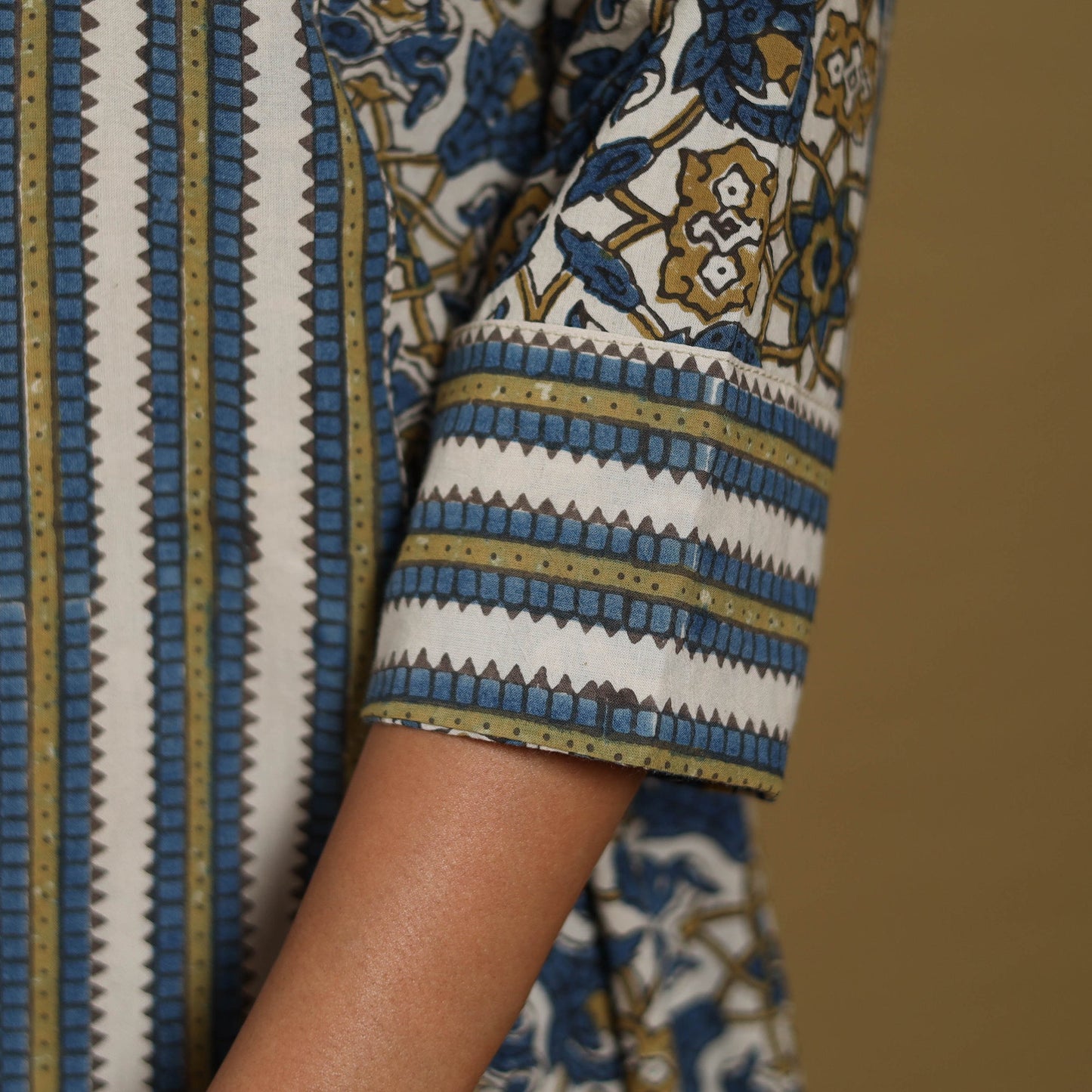 Beige - natural dyed cotton a-line hand kurta 18