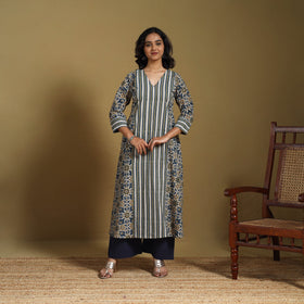 Beige - natural dyed cotton a-line hand kurta 18