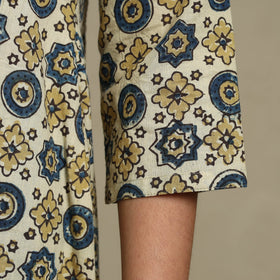 Beige Block Print Natural Dyed Cotton A-Line Ajrakh Kurta