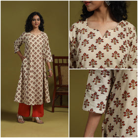 Natural dyed cotton a-line kurta for women 08 - handcrafted