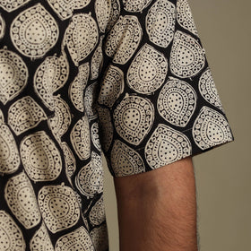 Beige - natural dyed cotton men half sleeve bagru shirt 07