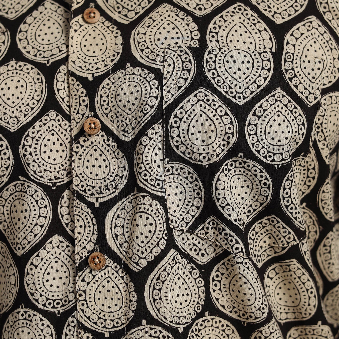 Beige - natural dyed cotton men half sleeve bagru shirt 07