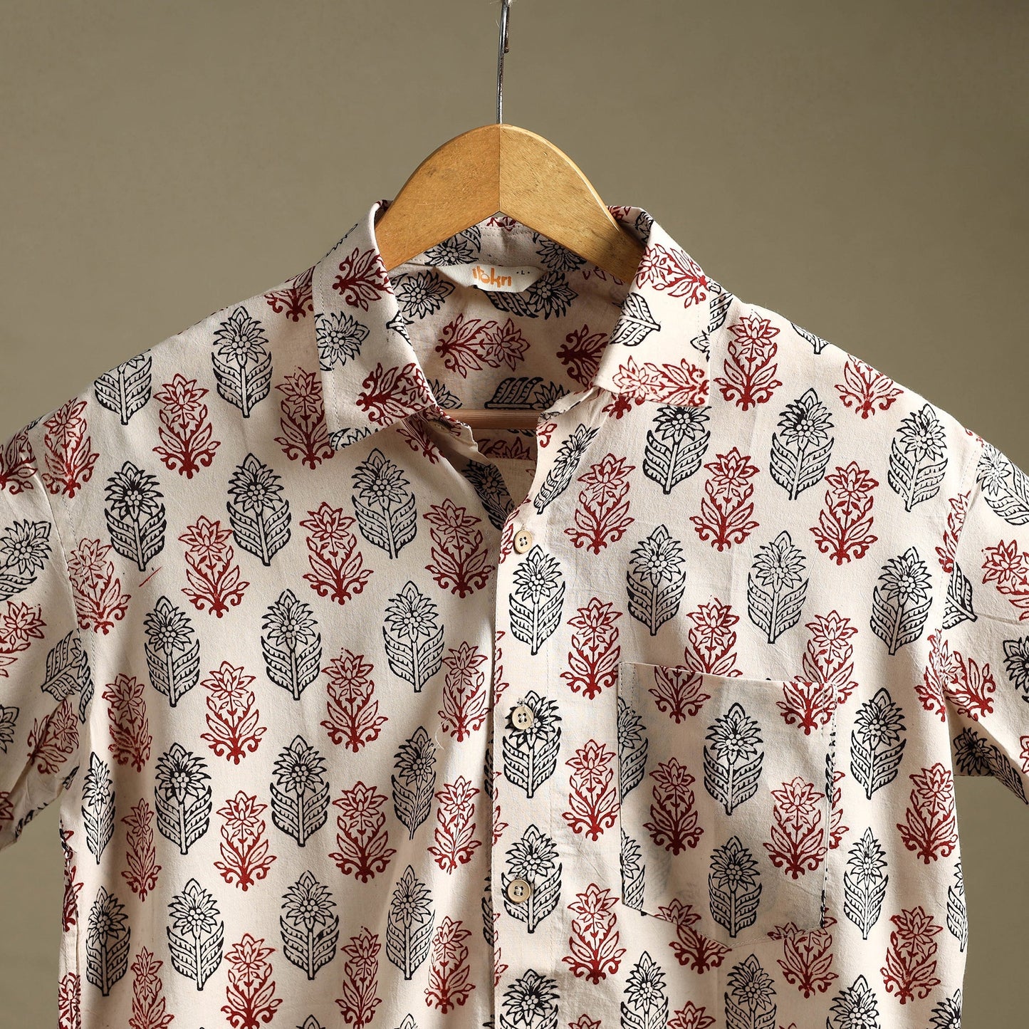 Natural dyed cotton men half sleeve hand bagh shirt 04