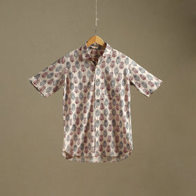 Natural dyed cotton men half sleeve hand bagh shirt 04