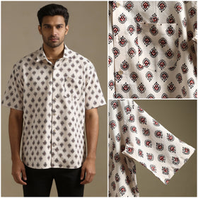 Natural dyed cotton men half sleeve hand bagh shirt 03