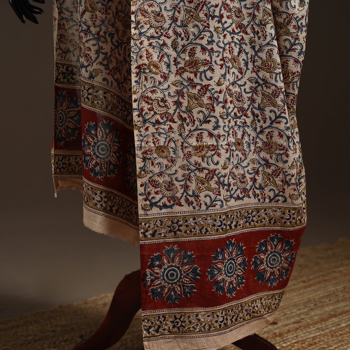 Natural dyed cotton pedana kalamkari dupatta 14