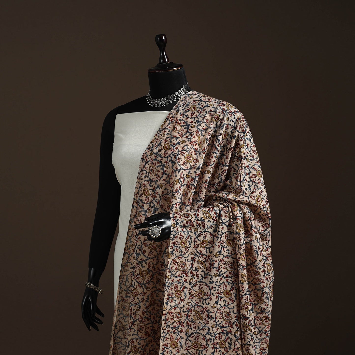 Natural dyed cotton pedana kalamkari dupatta 14