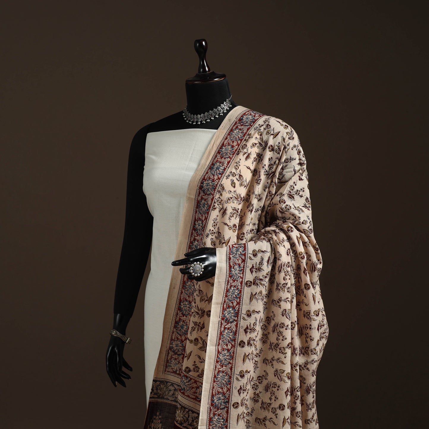 Natural dyed cotton pedana kalamkari dupatta 20