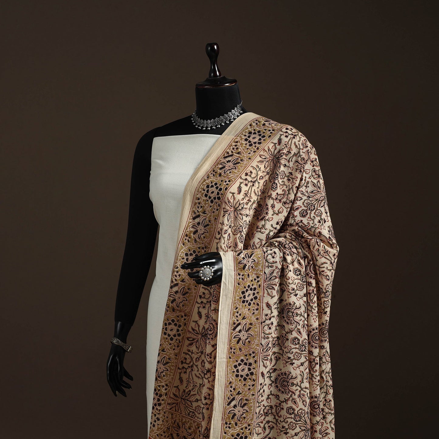 Natural dyed cotton pedana kalamkari dupatta 22