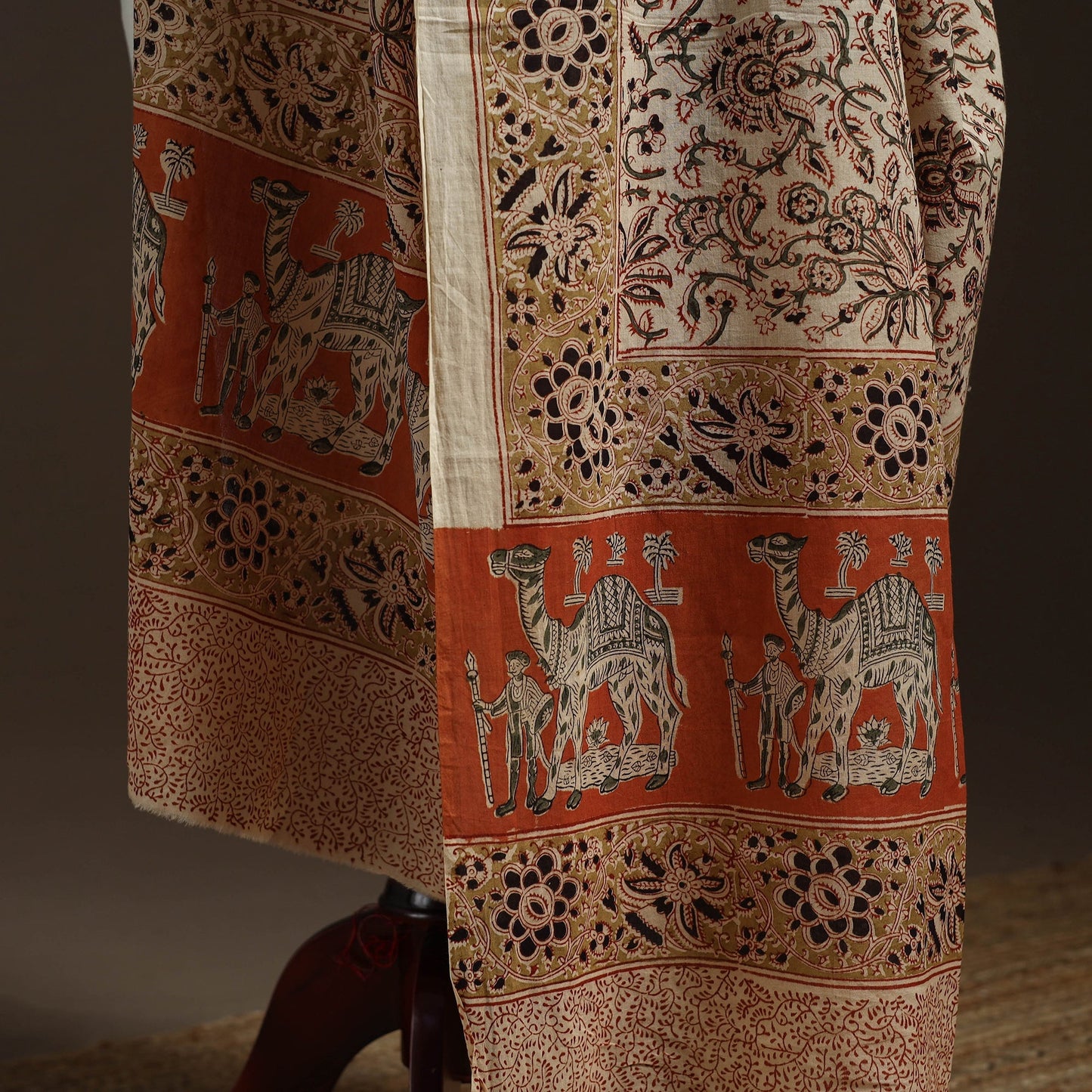 Natural dyed cotton pedana kalamkari dupatta 22