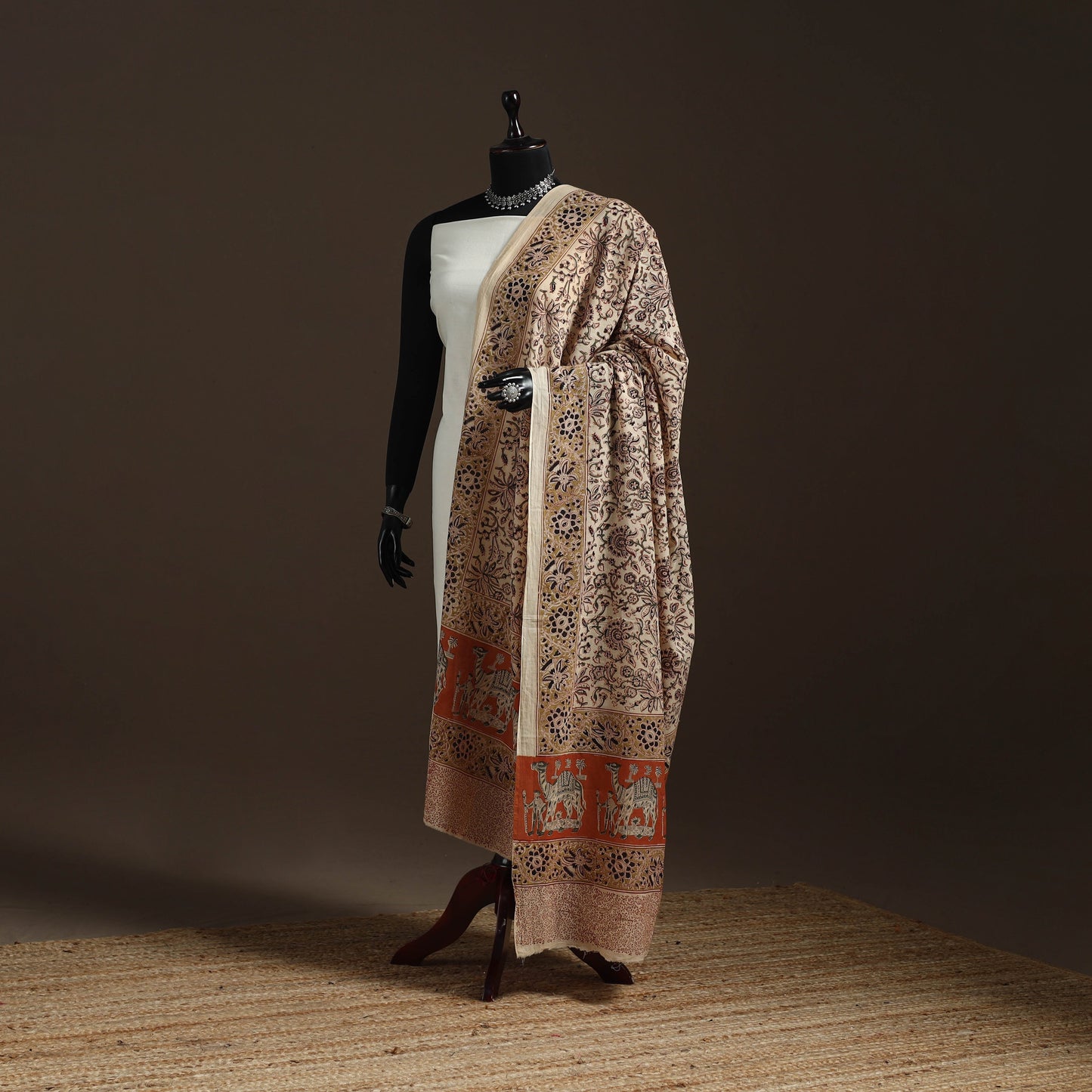 Natural dyed cotton pedana kalamkari dupatta 22