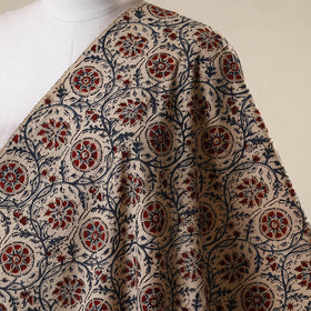 Beige - natural dyed cotton pedana kalamkari fabric 01