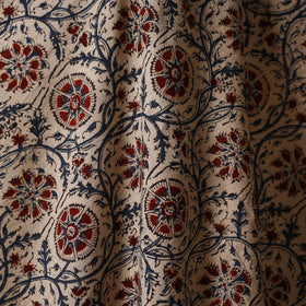 Beige - natural dyed cotton pedana kalamkari fabric 01