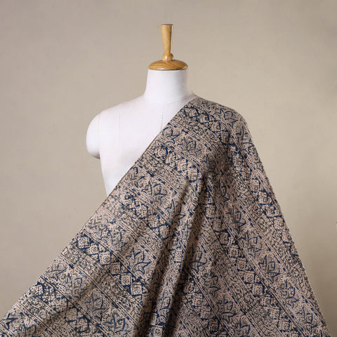 Beige - natural dyed cotton pedana kalamkari fabric 01