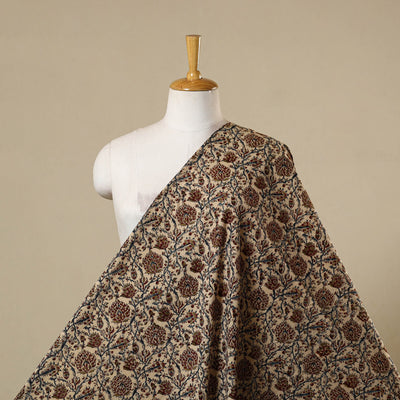 Beige - natural dyed cotton pedana kalamkari fabric 04