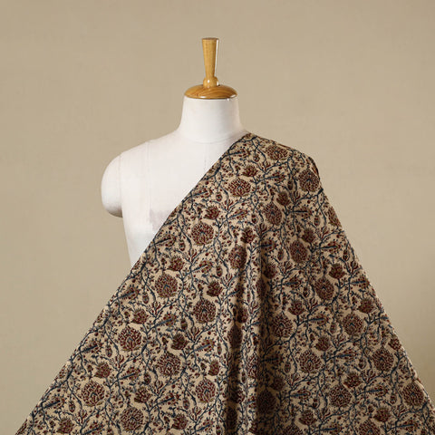 Beige - natural dyed cotton pedana kalamkari fabric 04