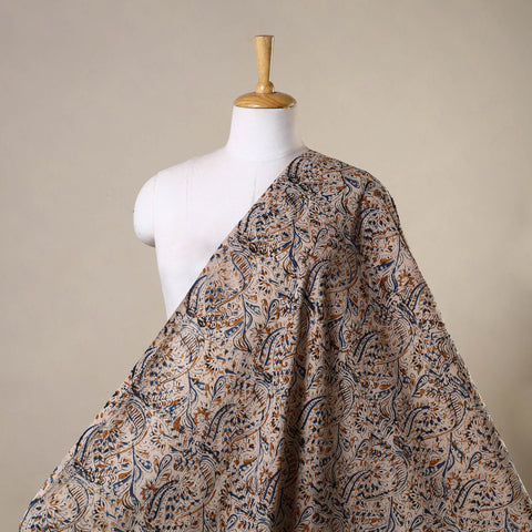Beige - natural dyed cotton pedana kalamkari fabric 04